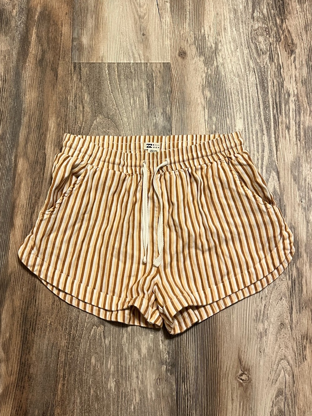 Billabong Yellow Tan Brown Striped Shorts Size Small